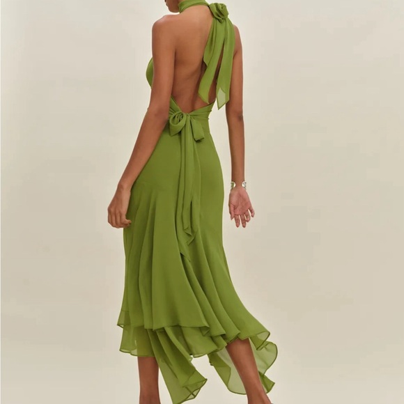 Green Reformation Mela Halter Dress - Picture 2 of 3